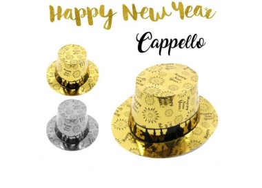Cappello  per Capodanno oro o argento (tema Happy New Year) Pz1