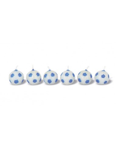 Candelina di cera a forma di pallone 2,2 Cm  di colore Bianco e Celeste    pz 6