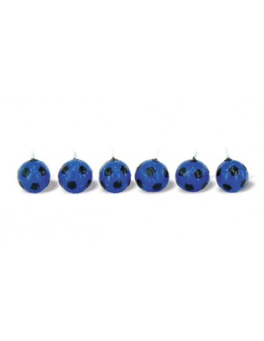 Candelina di cera a forma di pallone 2,2 Cm  di colore Blù e Nero    pz 6