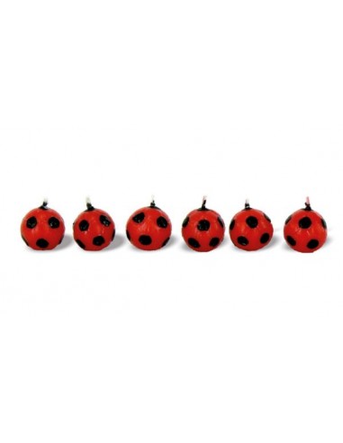 Candelina di cera a forma di pallone 2,2 Cm  di colore Rosso e Nero    pz 6