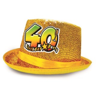 Cappello Cilindro Glitter 40 anni pz 1