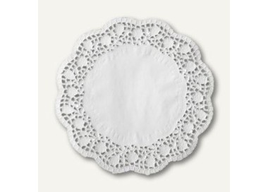 Centrini pizzo  Sottotorta tondo di carta 24 pz Diam. 17 cm .