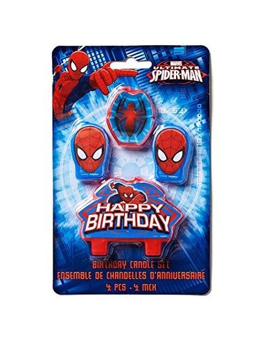 Kit 4 Candeline  di cera  a tema Spiderman  4 cm + centrale 8cm x 5cm  pz 1
