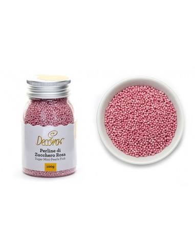 PERLINE DI ZUCCHERO ROSA - BARATTOLINO 100 gr - DECORA