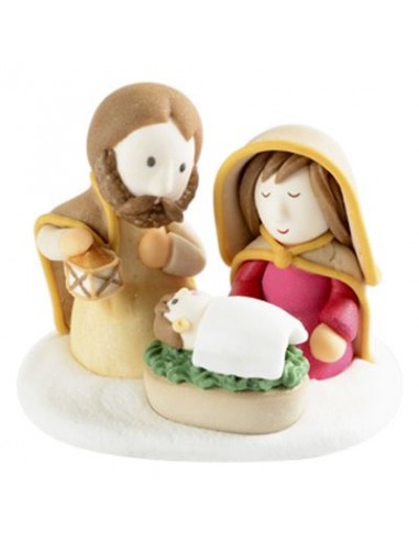 Personaggi Natività Natale :GIUSEPPE MARIA E GESU\' BAMBINO 3D in zucchero per torta 1 pz Modecor