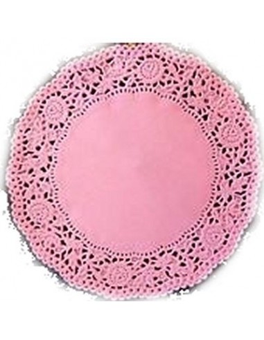 Centrini pizzo  Sottotorta tondo rosa di carta 6 pz Diam. 35 cm .