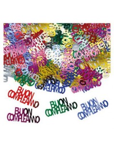 Confetti da Tavolo Buon Compleanno  Colori misti assortiti - 15 g  misura scritta: 3, 5 cm