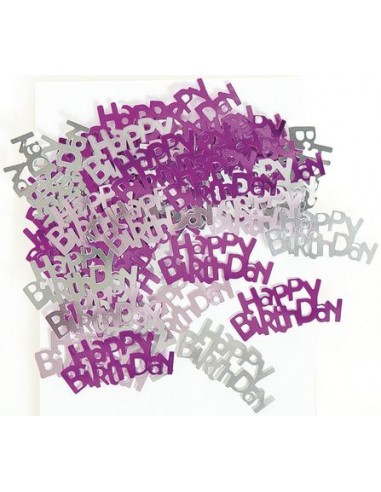 Confetti da Tavolo Happy Birthday Fuxia e Argento - misura scritta: 3 cm - Unique