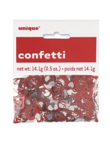 Confetti da Tavolo - Cuoricini  Rossi e argento - confezione da 14,1 g - Unique