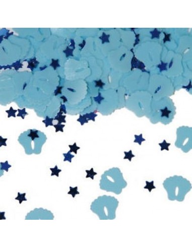 Confetti da Tavolo - piedini e stelline celesti  - confezione da 14 g - Circa 200 pz -  1 cm