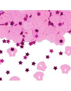 Confetti da Tavolo - piedini e stelline Rosa e Fucsia   - confezione da 14 g - Circa 200 pz -  1 cm