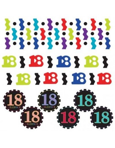 Confetti da Tavolo Compleanno 18 anni misti - Colori Assortiti - 34 g - Amscan
