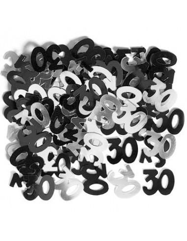 Confetti da Tavolo Compleanno 30 anni Nero e Argento - 1 cm -( 500 pz circa ) Unique