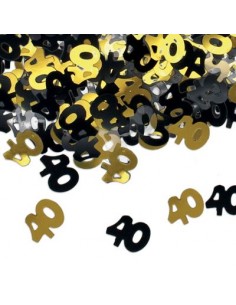 Confetti da Tavolo Compleanno 40 anni Oro, Nero  e Argento - 1 cm - ( 500 pz circa )