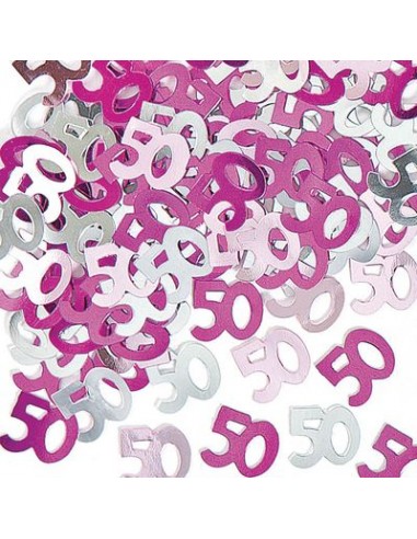 Confetti da Tavolo Compleanno 50 anni Fuxia Viola e Argento - 1 cm - (500 pz circa ) Unique