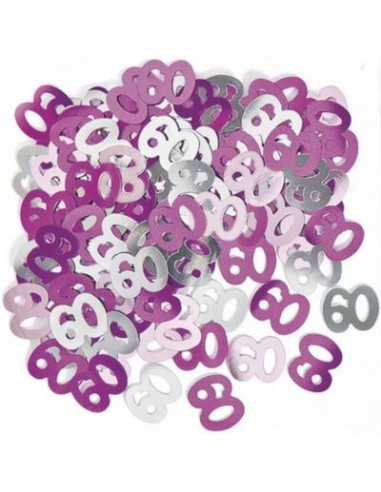 Confetti da Tavolo Compleanno 60 anni Fuxia Viola e Argento - 1 cm - ( pz 500 circa ) Unique