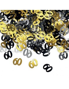 Confetti da Tavolo Compleanno 60 anni Oro, Nero  e Argento - 1 cm - ( 500 pz circa )
