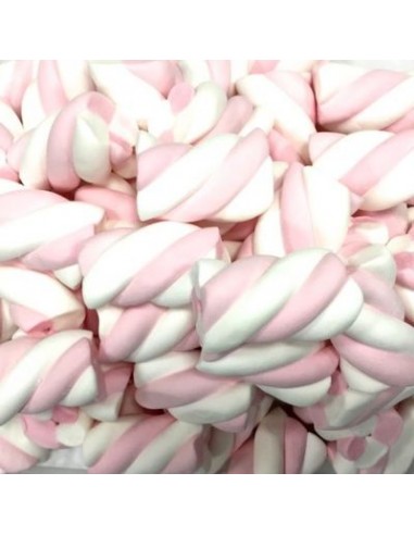 MARSHMALLOW TRECCIA STRIATO BIANCO E ROSA ESTRUSO - Colore Bianco e Rosa - Senza Glutine - Confezione da 1 Kg - 1 pezzo - BULGAR