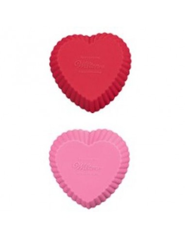 Mini Tazze da cottura in silicone a forma di cuore PZ 12 (6 rossi e 6 rosa )WILTON