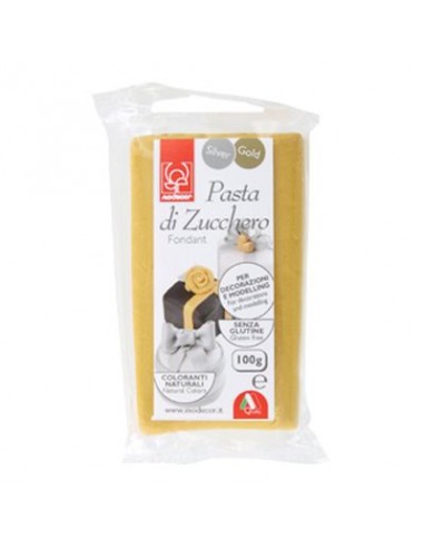Panetto Pasta di zucchero ORO (gold) per modelling senza glutine 100g MODECOR