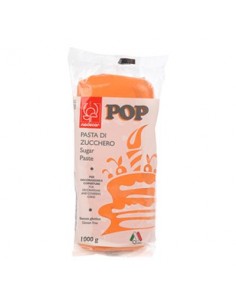 Pasta di Zucchero Pop : per coperture e decorazioni - Colore Arancio Pastello - 1 kg -  Senza Glutine e Senza Grassi Idrogenati 