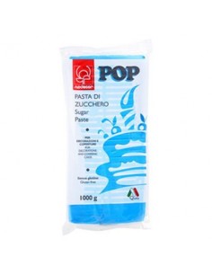 Pasta di Zucchero Pop : per coperture e decorazioni - Colore Azzurro Ciano - 1 kg -  Senza Glutine e Senza Grassi Idrogenati - M