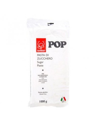 Pasta di Zucchero Pop : per coperture e decorazioni - Colore Bianco Candido - 1 kg -  Senza Glutine e Senza Grassi Idrogenati - 