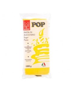 Pasta di Zucchero Pop : per coperture e decorazioni - Colore Giallo Sole - 1 kg -  Senza Glutine e Senza Grassi Idrogenati - Mod