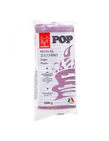 Pasta di Zucchero Pop : per coperture e decorazioni - Colore Lilla - 1 kg -  Senza Glutine e Senza Grassi Idrogenati - Modecor -