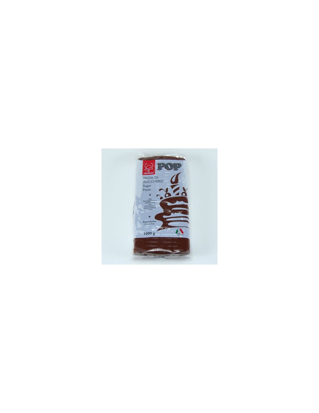 Pasta di Zucchero Pop : per coperture e decorazioni - Colore Marrone - 1 kg  - Senza Glutine e Senza