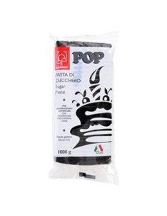 Pasta di Zucchero Pop : per coperture e decorazioni - Colore Nero - 1 kg -  Senza Glutine e Senza Grassi Idrogenati - Modecor - 