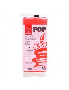 Pasta di Zucchero Pop : per coperture e decorazioni - Colore Rosso Fuoco - 1 kg -  Senza Glutine e Senza Grassi Idrogenati - Mod