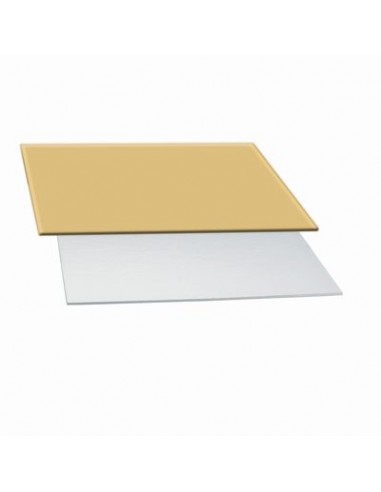 Sottotorta Accoppiato RETTANGOLARE Oro / Argento 37 cm x 50 cm . Altezza 1,5 mm DECORA