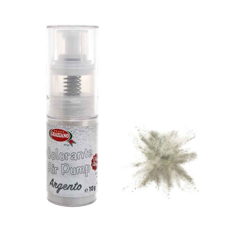 Colorante alimentare Spray  in polvere PERLATO Argento  .Dust Glitter   10g