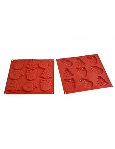 STAMPO IN SILICONE MY CHRISTMAS COOKIES -ALBERO PACCOREGALO BABBO NATALE -  SILIKOMART