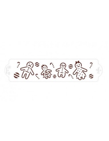 STENCIL Gingerbread Family (Natale) - Dim. 7 cm x 30 cm - 1 pezzo - DECORA