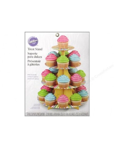 Alzata per 25 Cupcakes ruota di colori - 4 ripiani in cartone - WILTON
