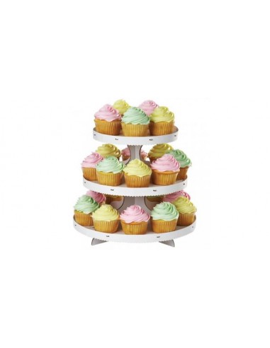 Alzata per 25 Cupcakes-Muffin  Bianco personalizzabile - 3 ripiani in cartone - WILTON