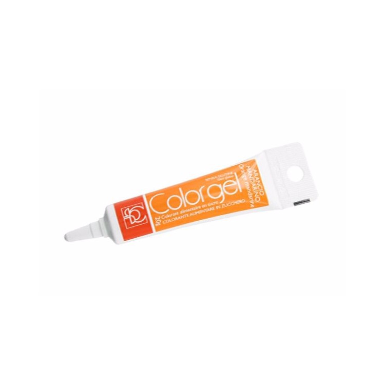 Colorante in gel Arancione Mandarino idrosolubile senza glutine in tubetto da 20 g Modecor