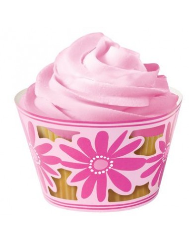 Avvolgi cupcake fiore rosa   Wilton 18 PZ