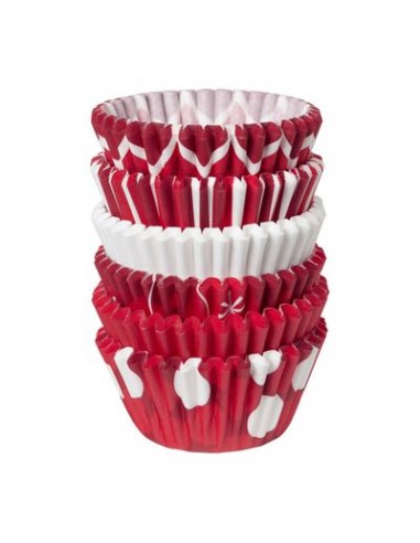 Mini Pirottini Natalizi per mini CupCakes Diam. 3 cm 150 pz rossi e bianchi WILTON