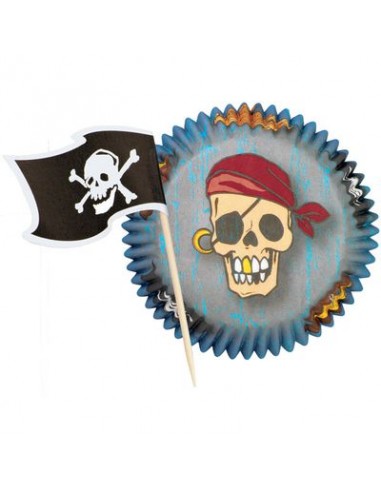 Pirottini e bandierine pirata  in carta da forno Wilton 24 pz diametro 5 cm