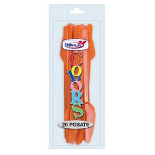 Coltello colore arancione in plastica conf. da 20 pz  dimensione 18 cm