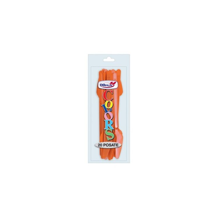 Coltello colore arancione in plastica conf. da 20 pz  dimensione 18 cm