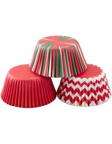 Pirottini Natalizi per CupCakes - Muffin rossi ,  bianchi e verdi  Diam. 5 cm 75 pz WILTON