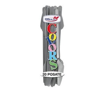 Coltello colore ARGENTO in plastica conf. da 20 pz  dimensione 18 cm