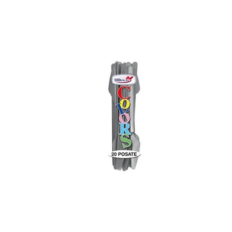 Coltello colore ARGENTO in plastica conf. da 20 pz  dimensione 18 cm