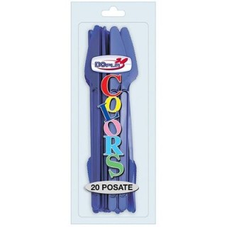 Coltello colore blu in plastica conf. da 20 pz  dimensione 18 cm