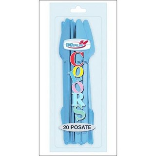 Coltello colore celeste  in plastica conf. da 20 pz  dimensione 18 cm