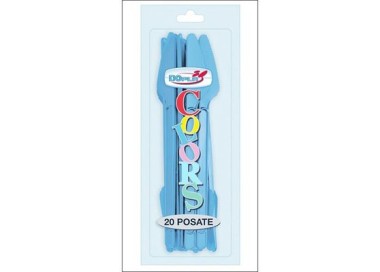 Coltello colore celeste  in plastica conf. da 20 pz  dimensione 18 cm